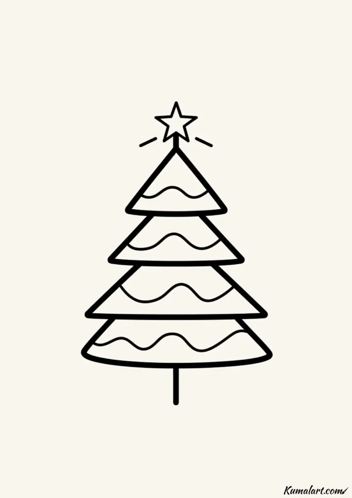 easy cute sparkly star-topped tree drawing ideas