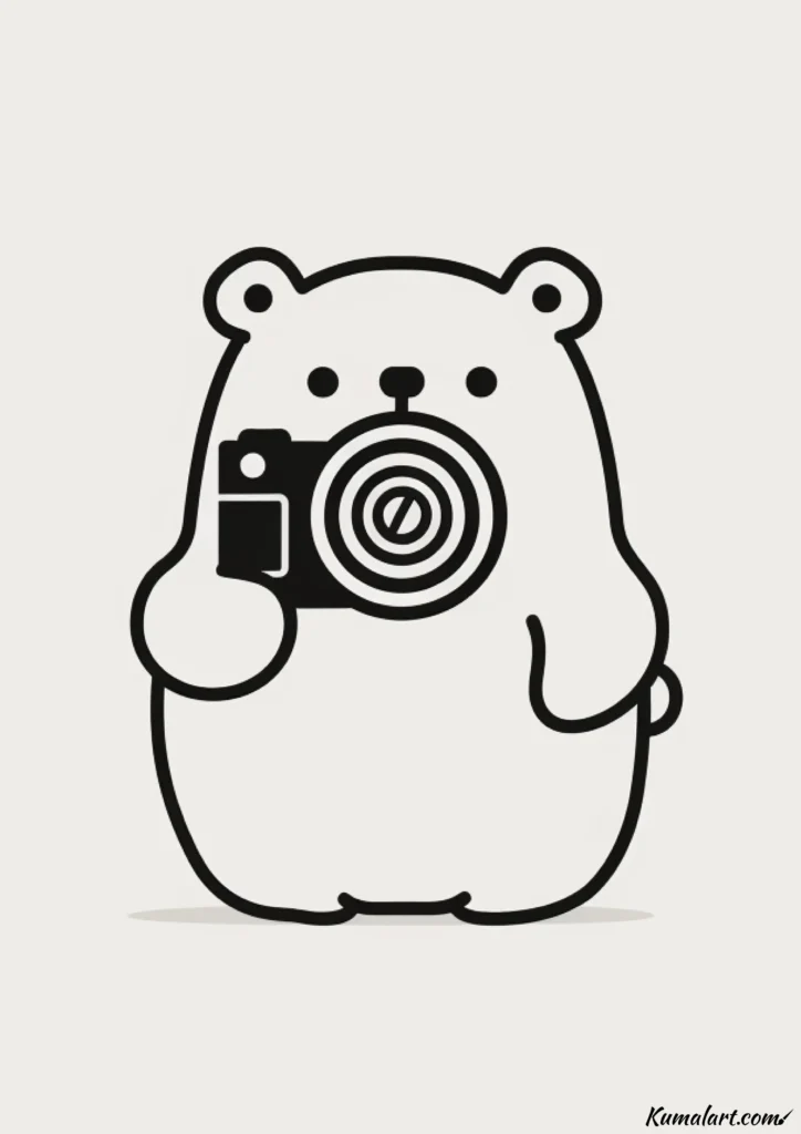 easy cute bear with camera drawing ideas