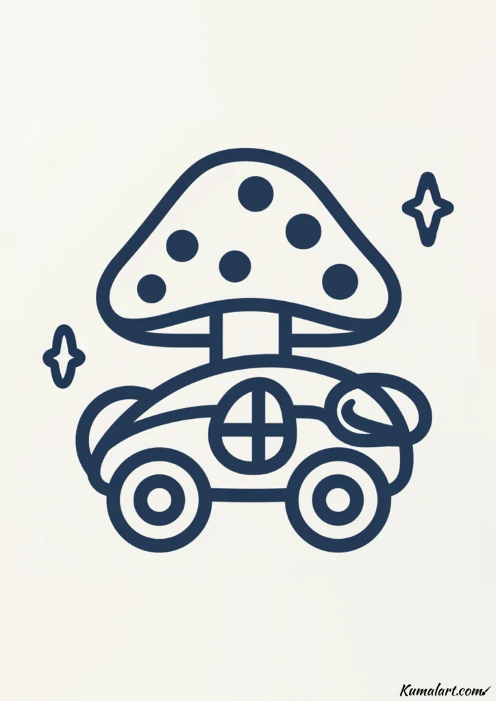 easy cute mushroom carriage drawing ideas