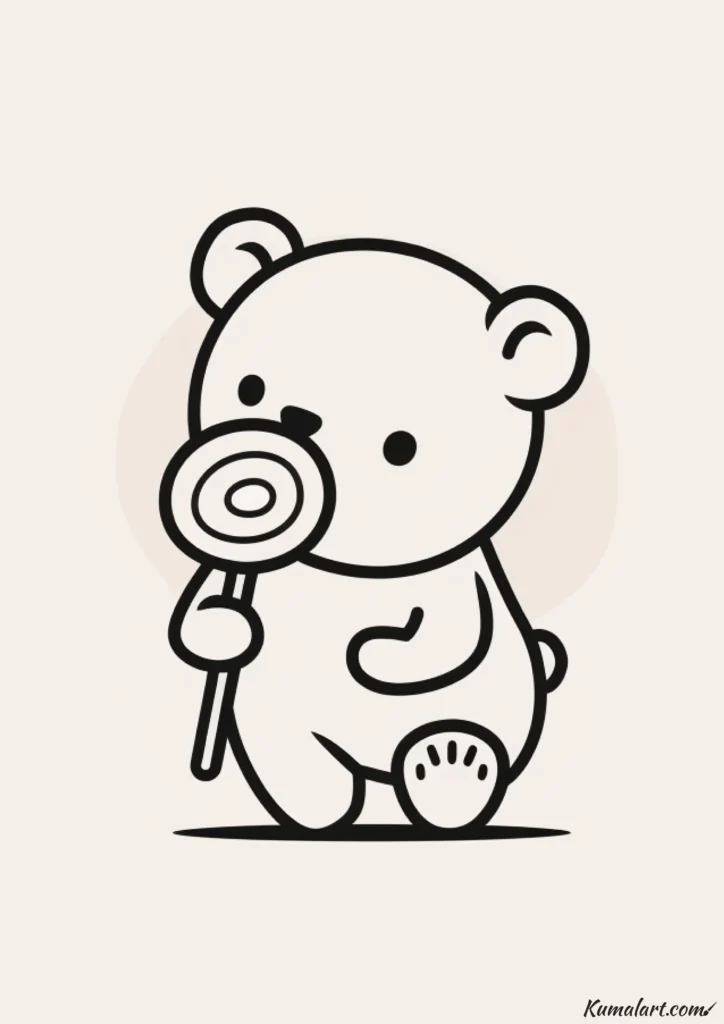 easy cute bear with lollipop drawing ideas