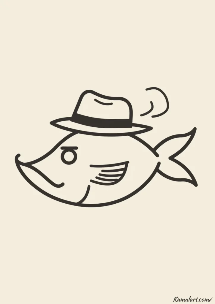 easy cute detective fish drawing ideas