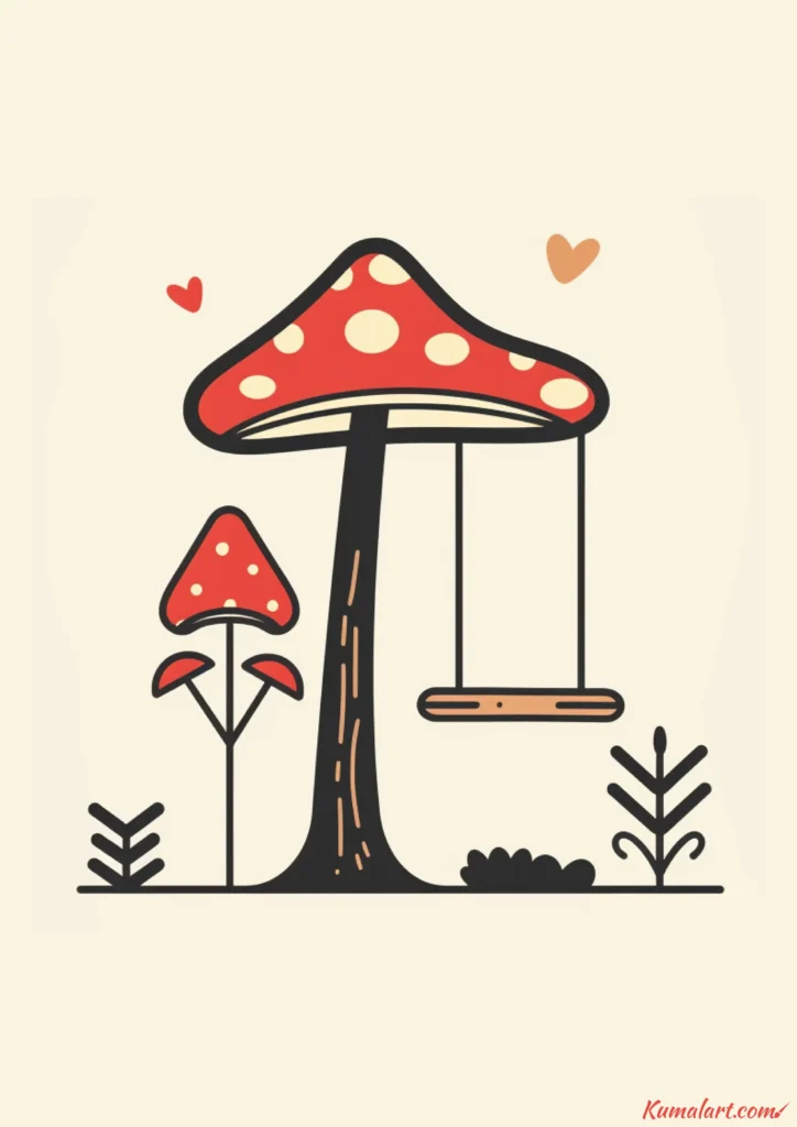 easy cute mushroom swing drawing ideas