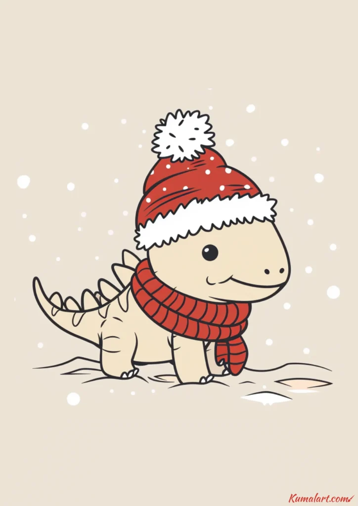 easy cute winter ankylosaurus drawing ideas