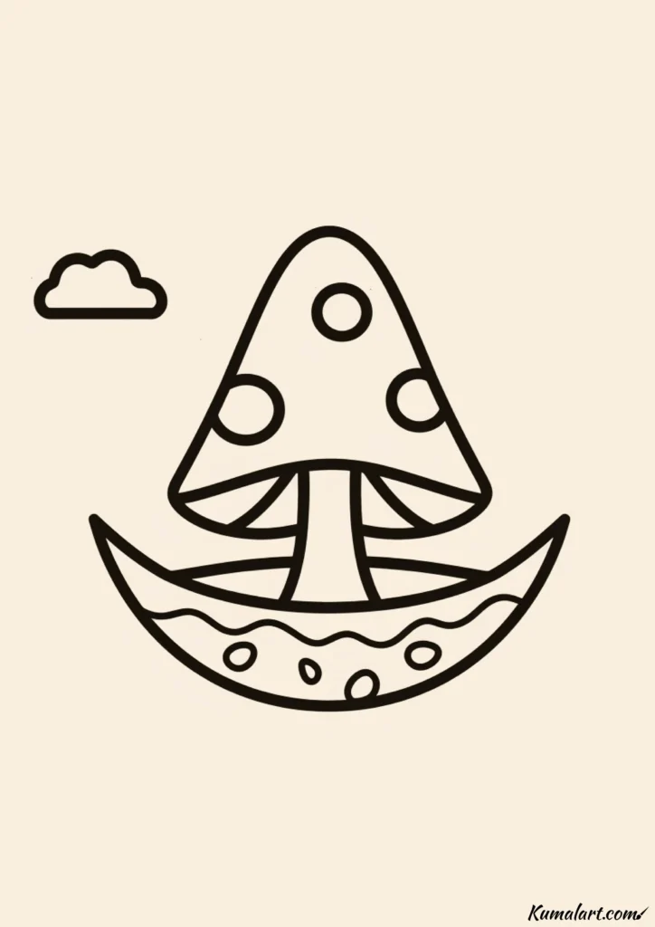 easy cute mushroom boat drawing ideas