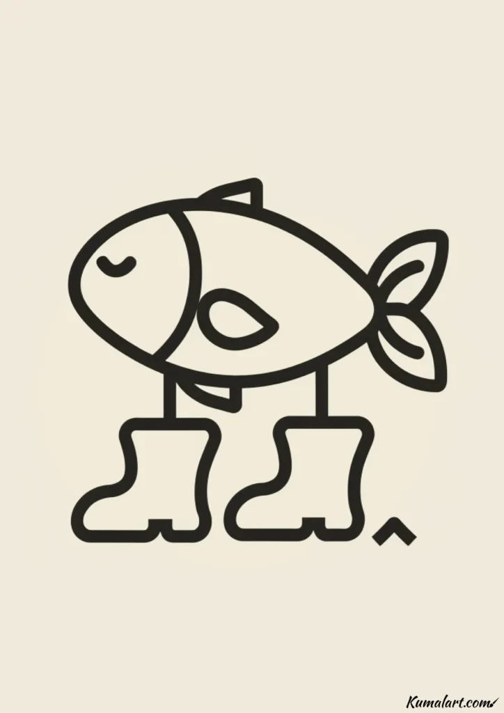 easy cute rain boot fish drawing ideas