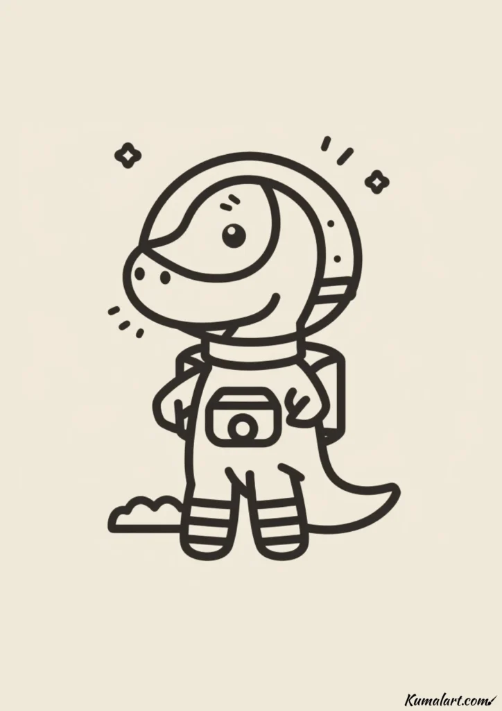 easy cute astronaut allosaurus drawing ideas