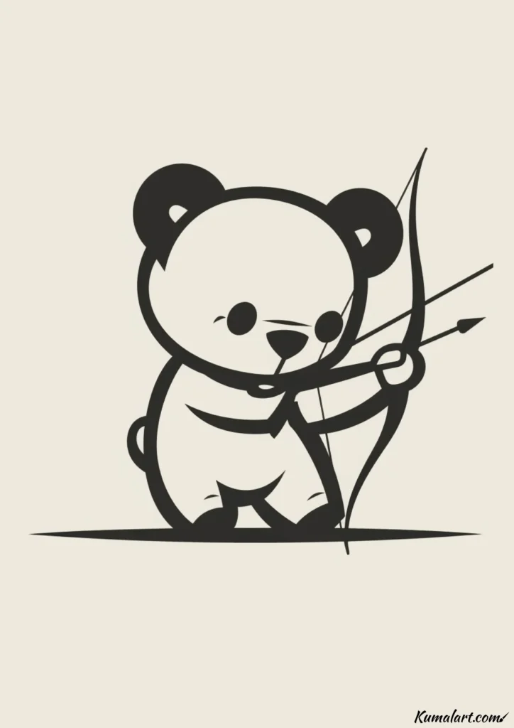 easy cute bear with slingshot drawing ideas