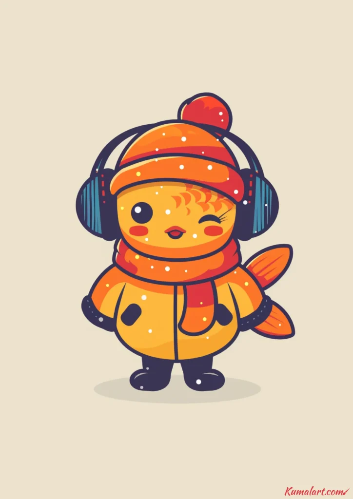 easy cute r winter coat fish drawing ideas