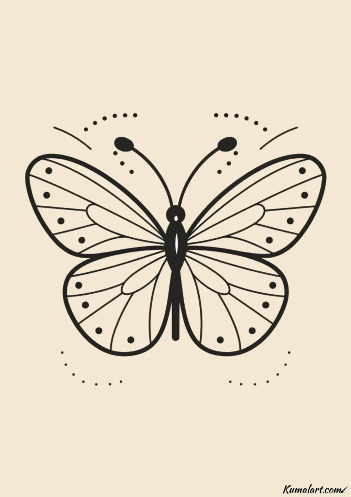 easy cute butterfly with dots and lines drawing ideas