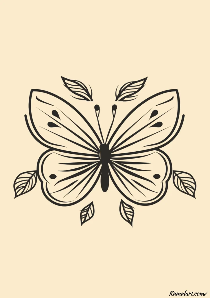 easy cute butterfly with feathers drawing ideas