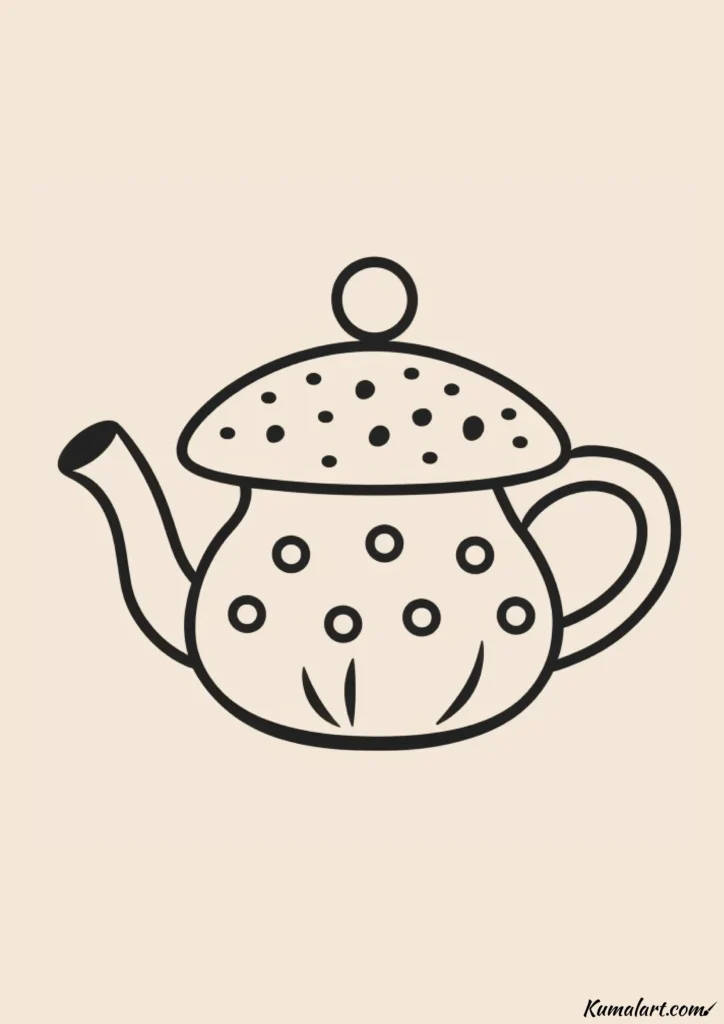 easy cute mushroom teapot drawing ideas