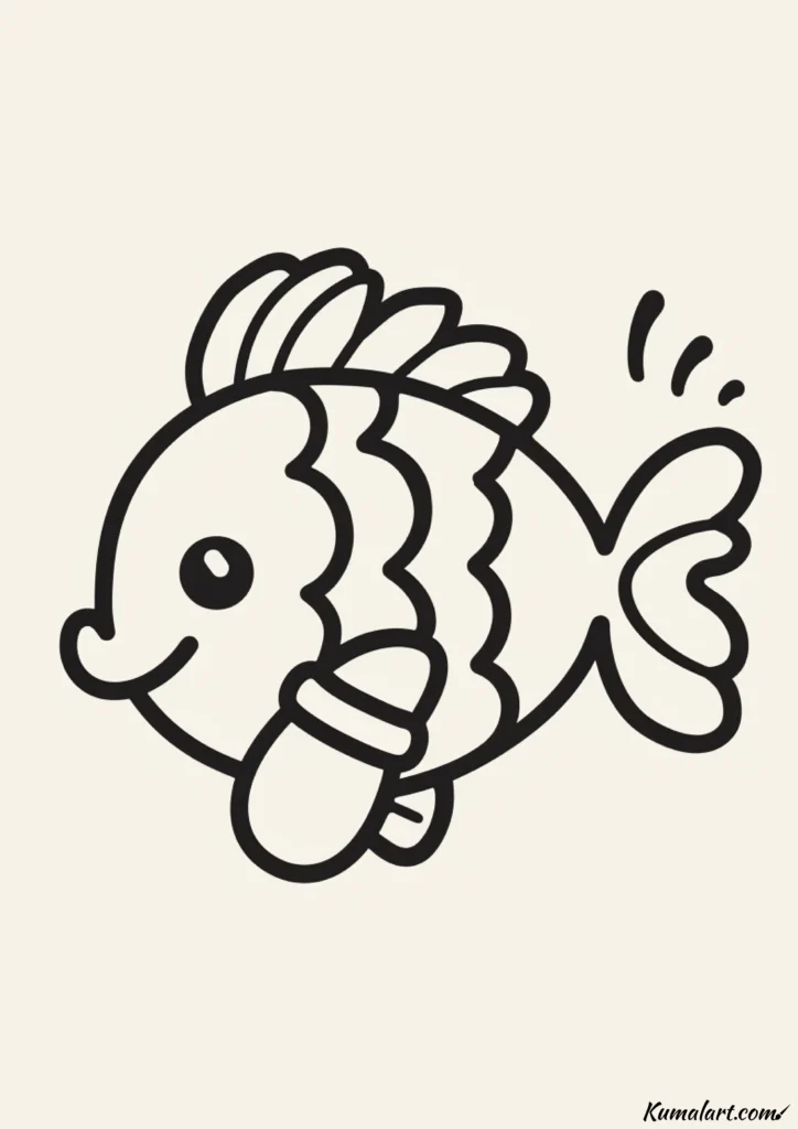 easy cute mitten fish drawing ideas