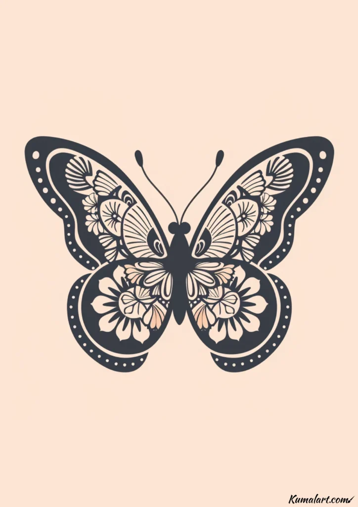 easy cute butterfly with lace drawing ideas