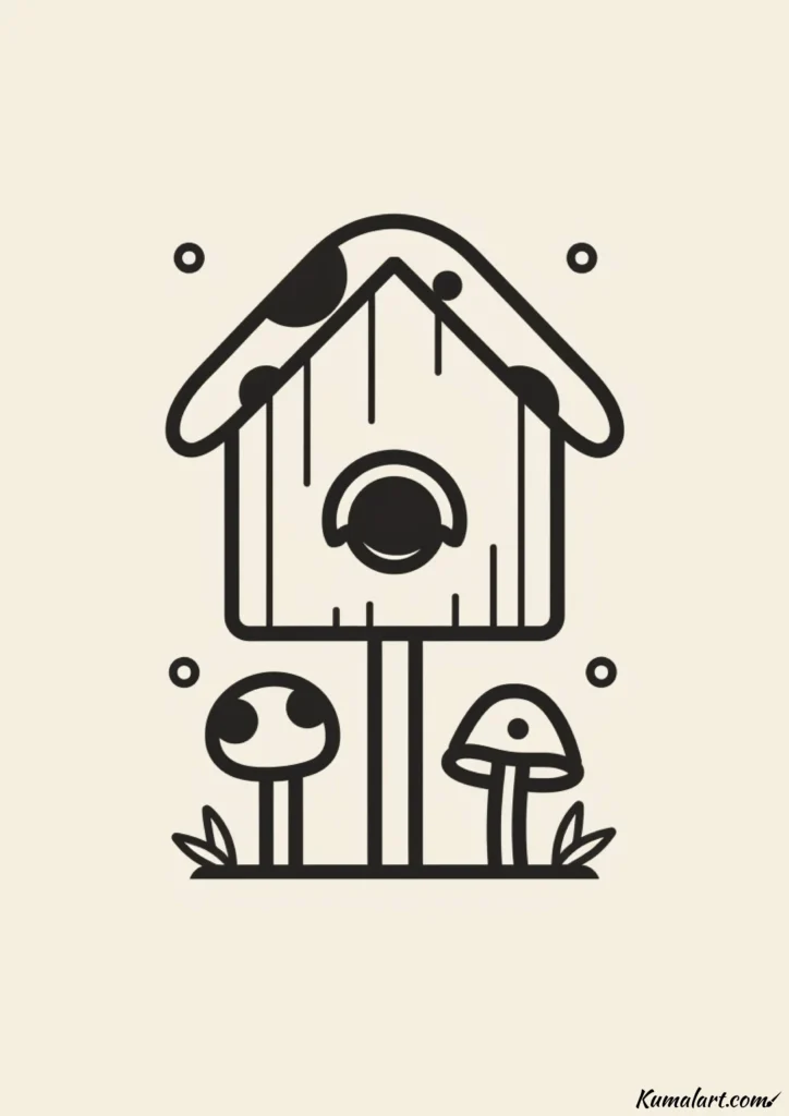 easy cute mushroom birdhouse drawing ideas