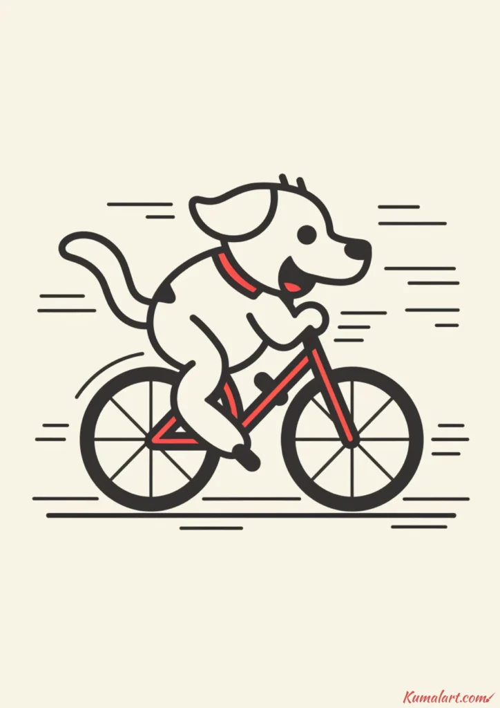 easy cute cycling dog drawing ideas