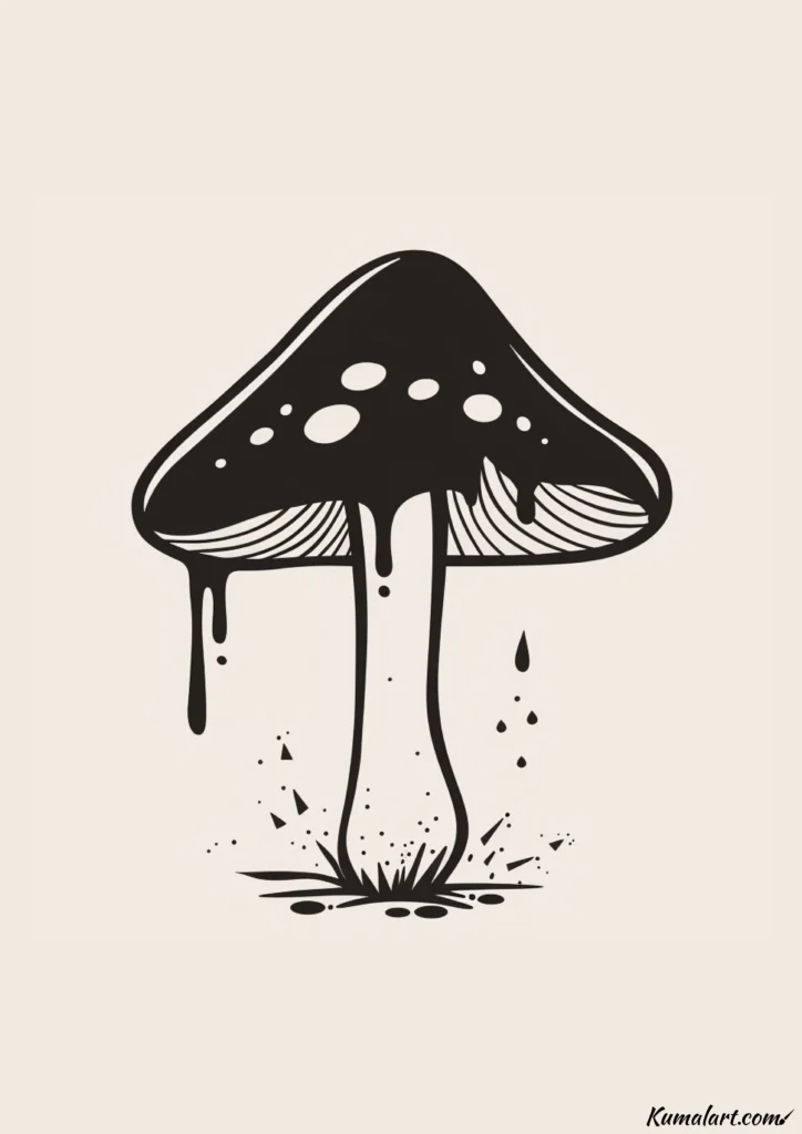 easy cute inky cap mushroom drawing ideas