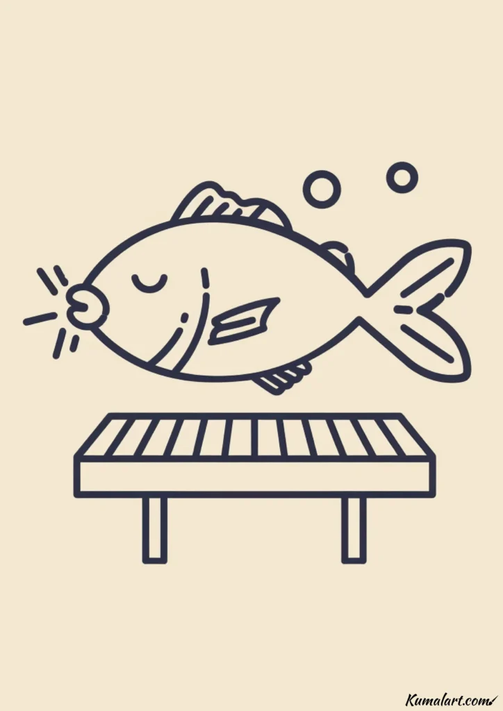 easy cute piano playing fish drawing ideas
