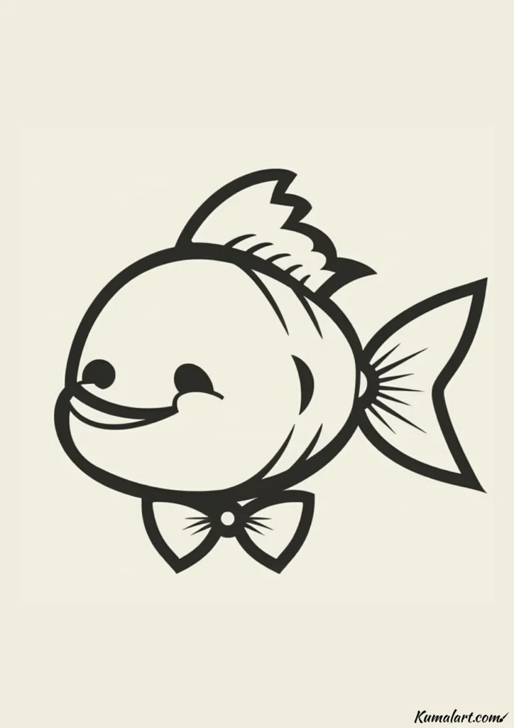 easy cute bow tie fish drawing ideas