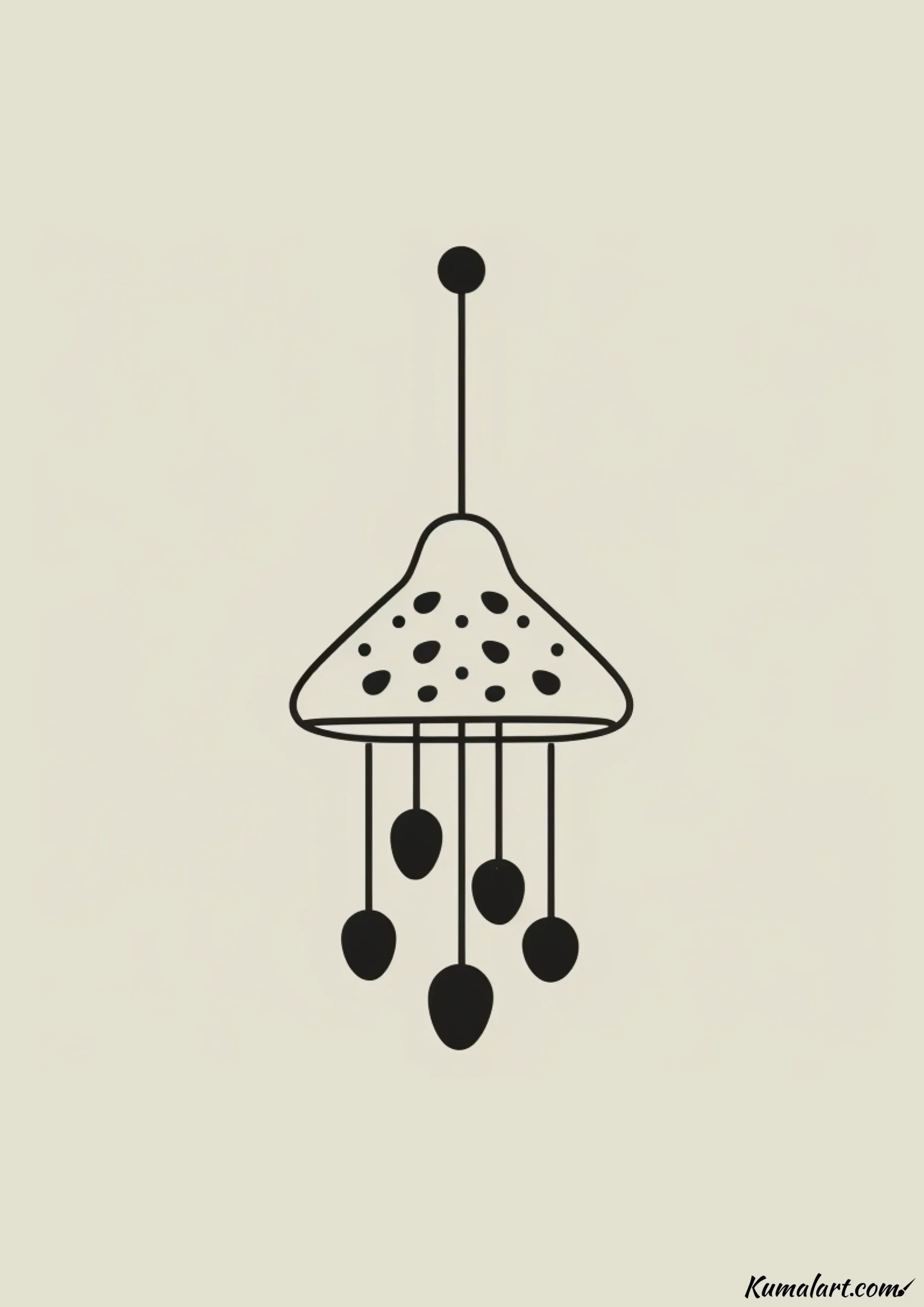 easy cute mushroom wind chime drawing ideas