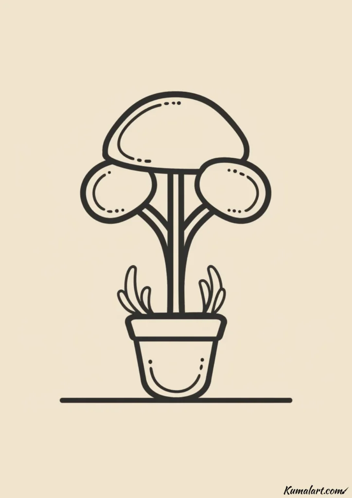easy cute mushroom topiary drawing ideas