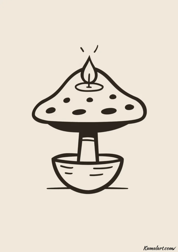 easy cute mushroom candle holder drawing ideas