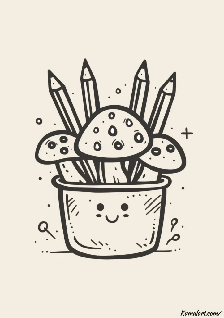 easy cute mushroom pencil holder drawing ideas