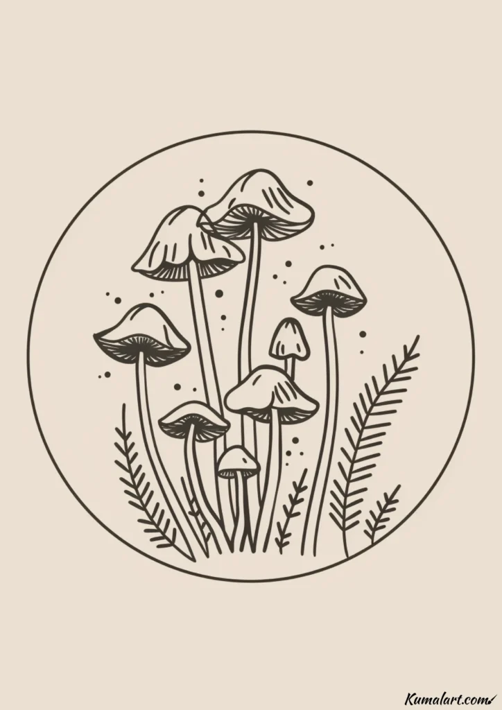 easy cute fairy ring mushrooms drawing ideas