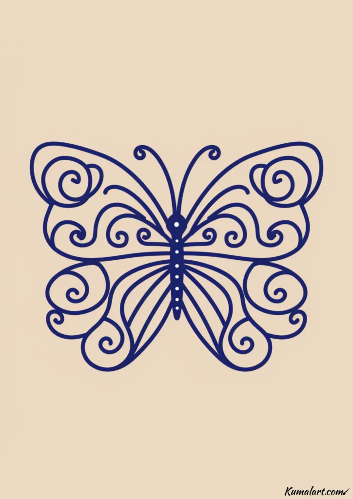 easy cute butterfly with swirls drawing ideas