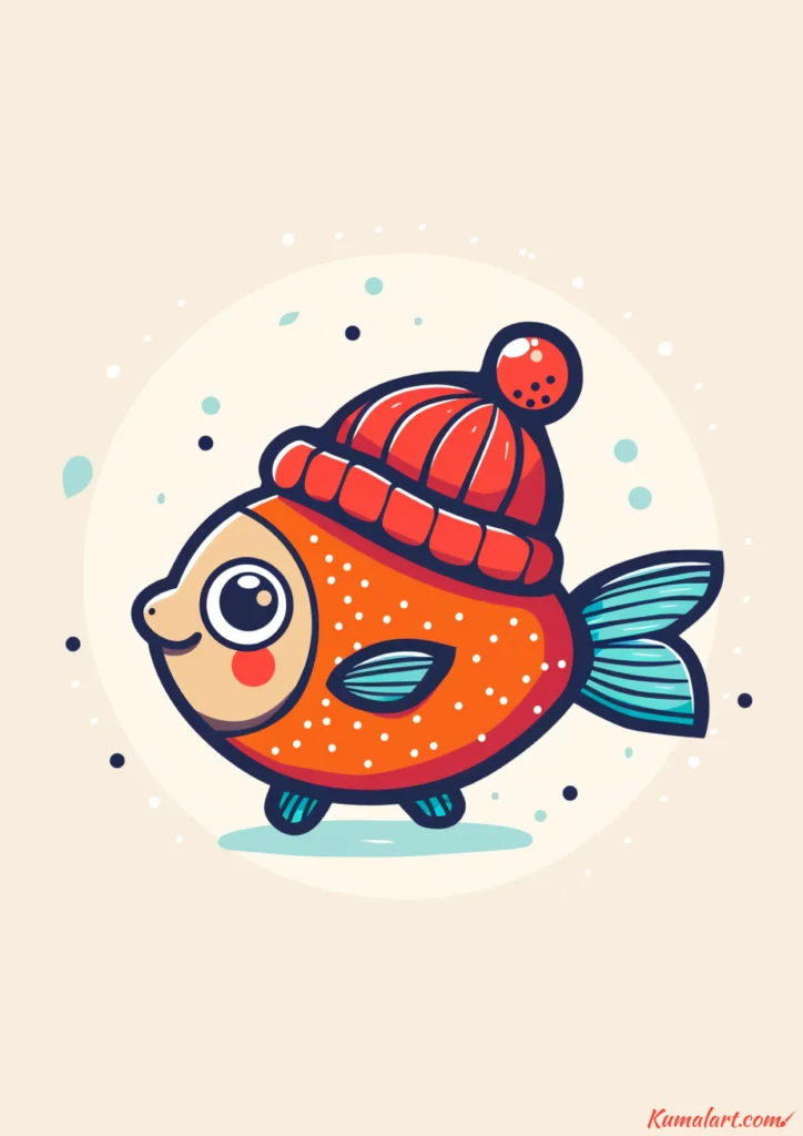 easy cute winter hat fish drawing ideas
