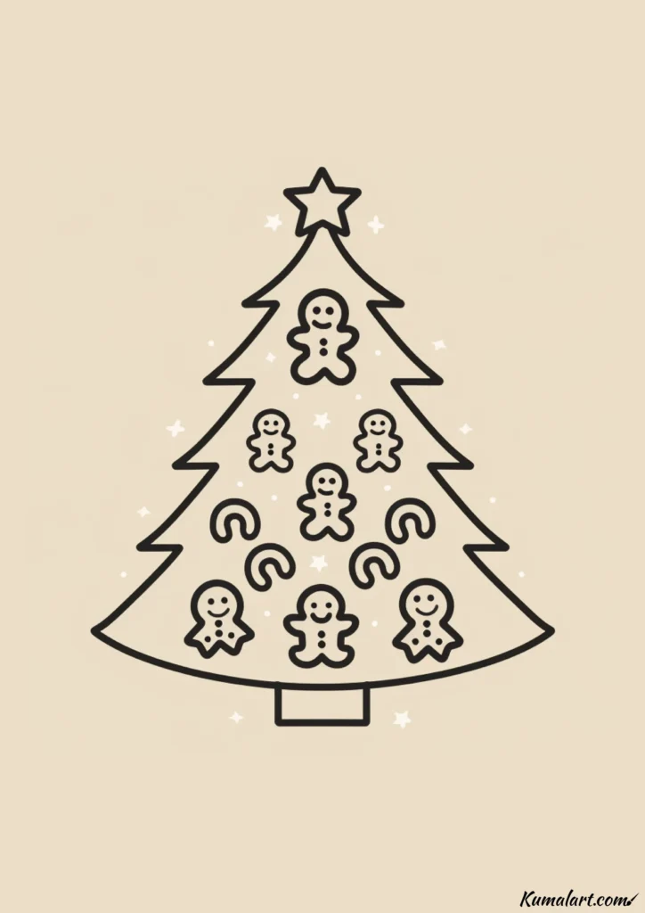 easy cute gingerbread tree drawing ideas