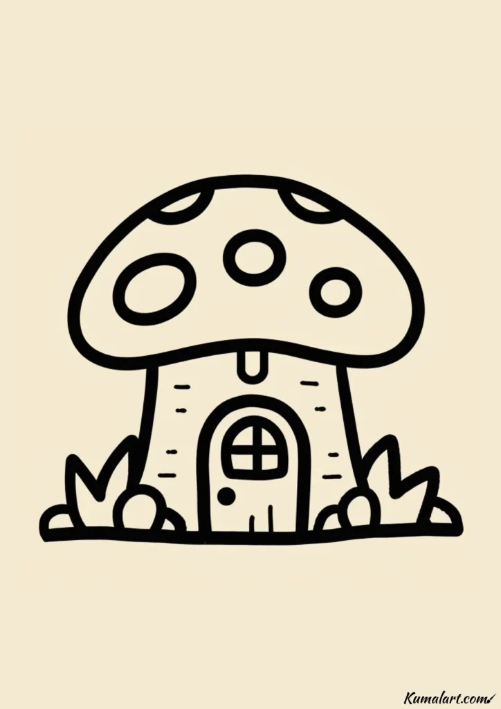 easy cute mushroom house drawing ideas