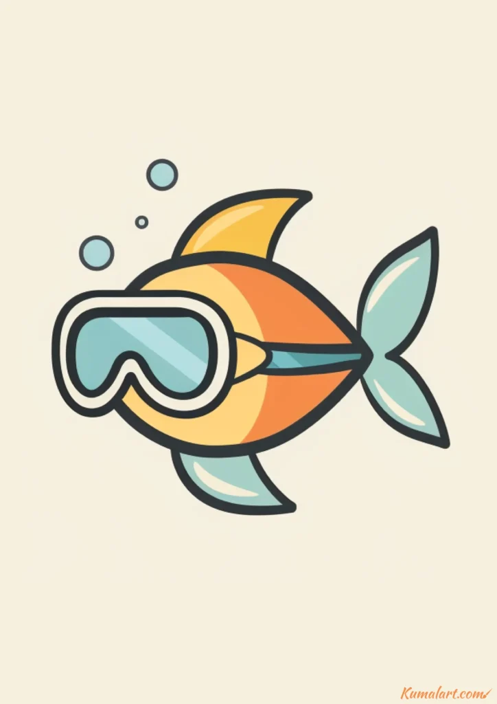 easy cute snorkeling fish drawing ideas
