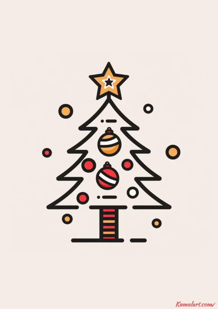 easy cute ornament-covered tree drawing ideas
