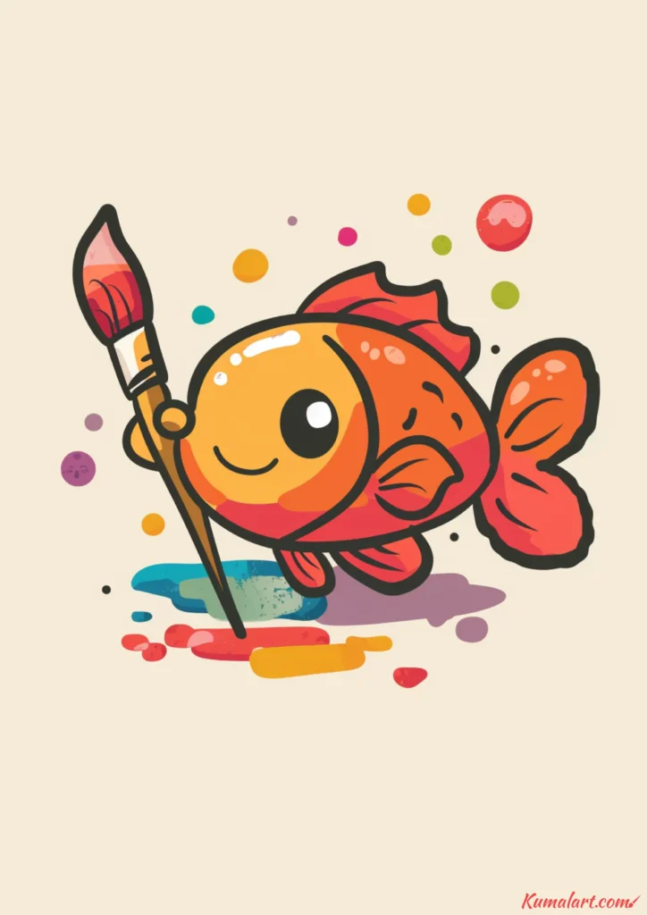 easy cute painter fish drawing ideas