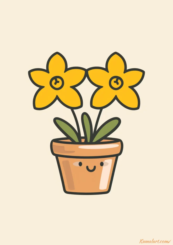 easy cute smiling daffodils drawing ideas