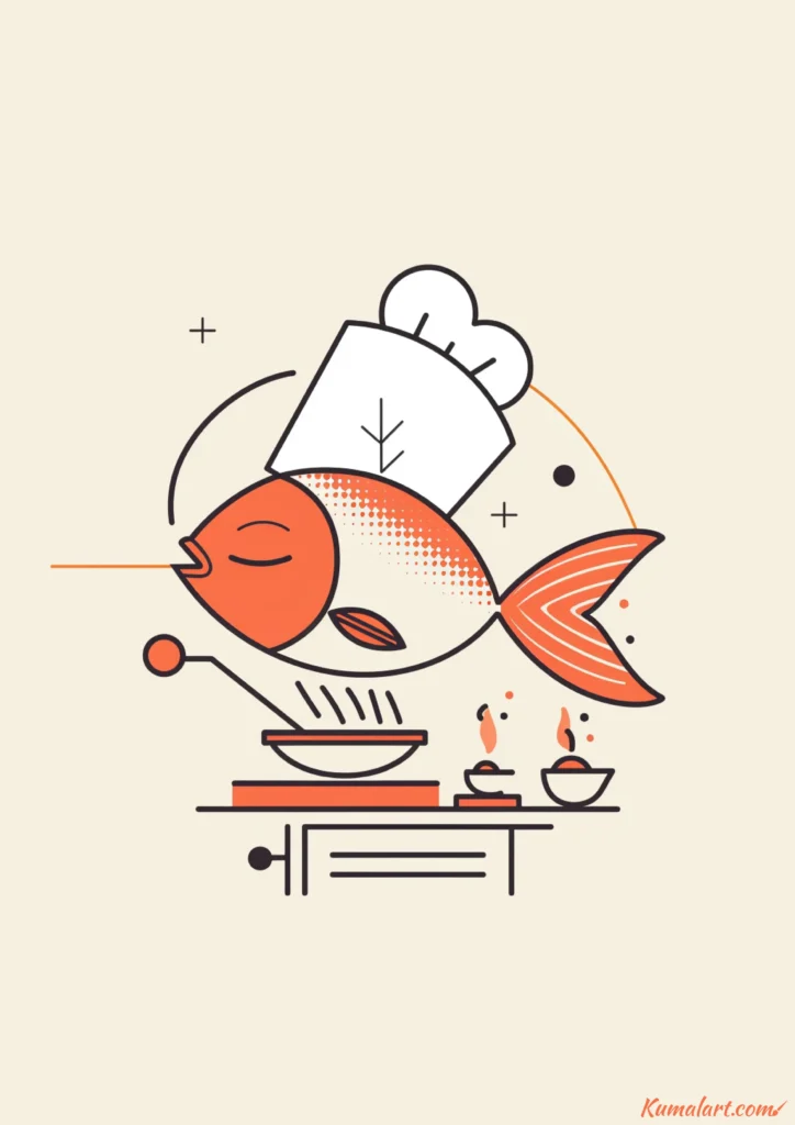 easy cute chef fish drawing ideas