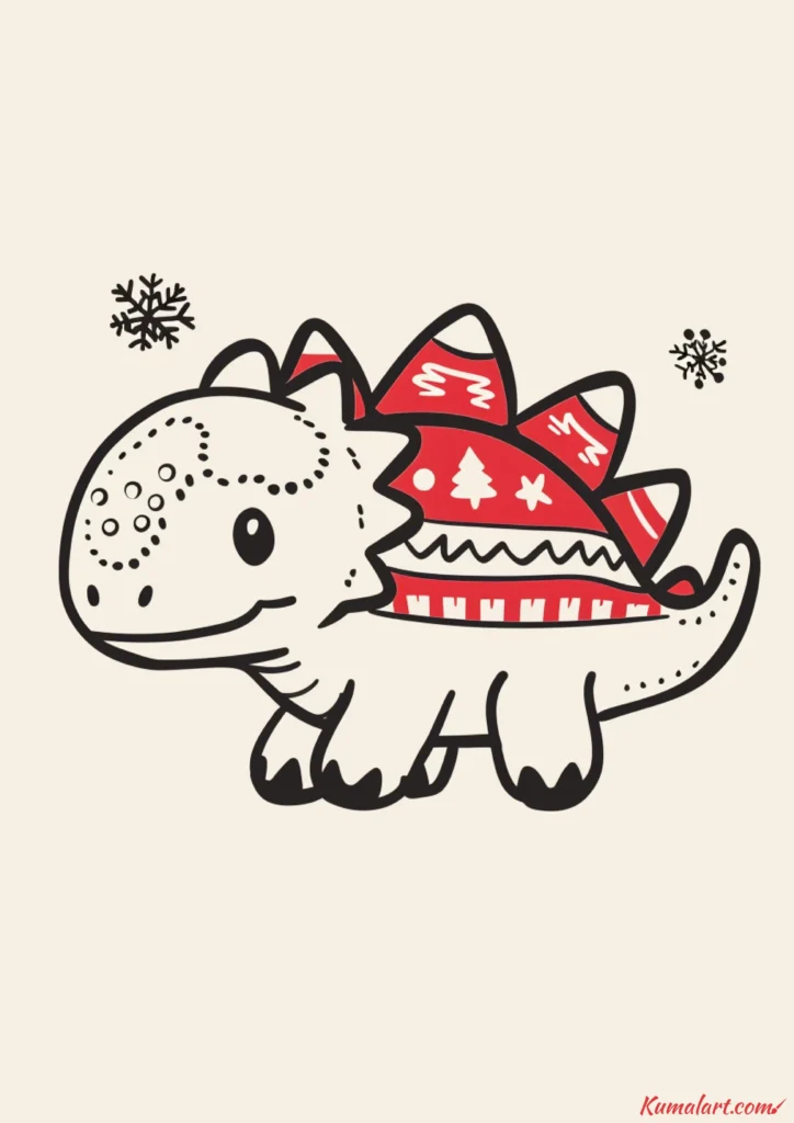 easy cute festive ankylosaur drawing ideas