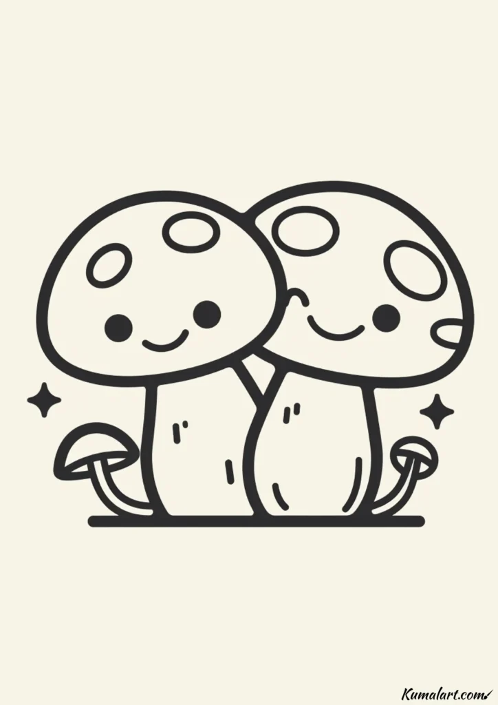 easy cute mushroom friends drawing ideas