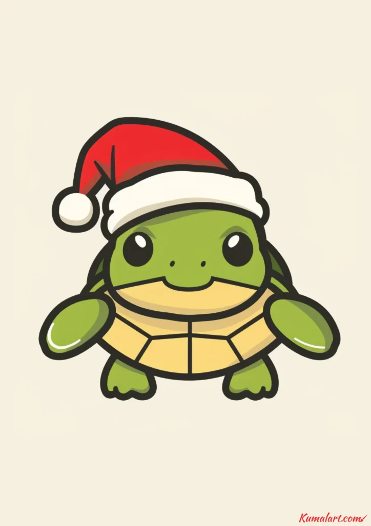 easy cute turtle with santa hat drawing ideas