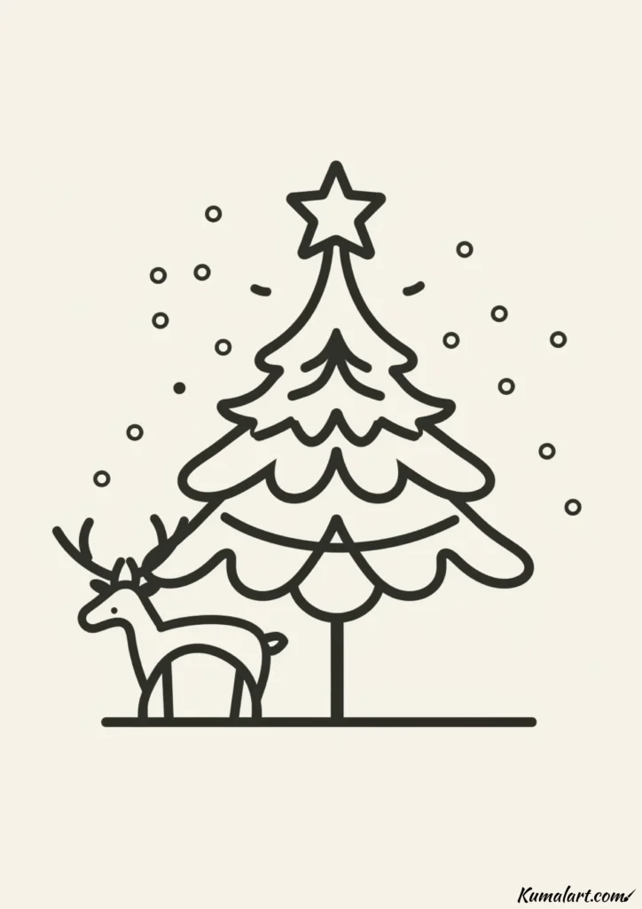 easy cute reindeer-topped tree drawing ideas