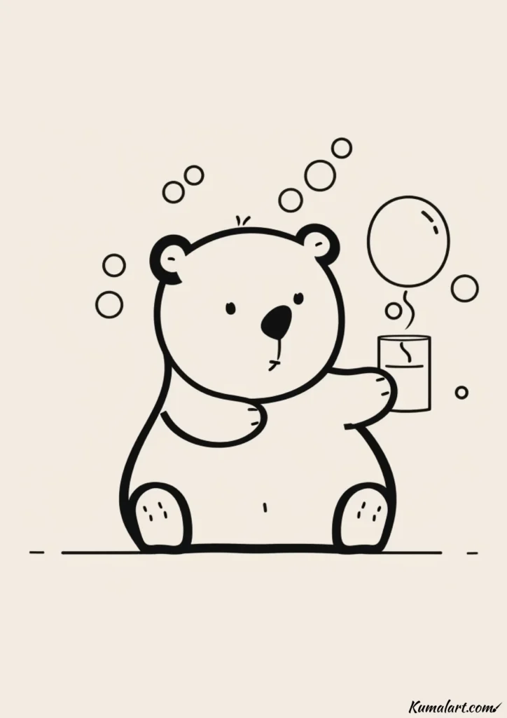 easy cute bear blowing bubbles drawing ideas