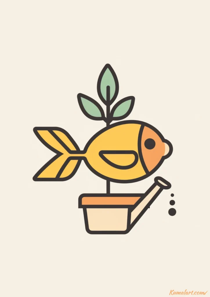 easy cute gardening fish drawing ideas