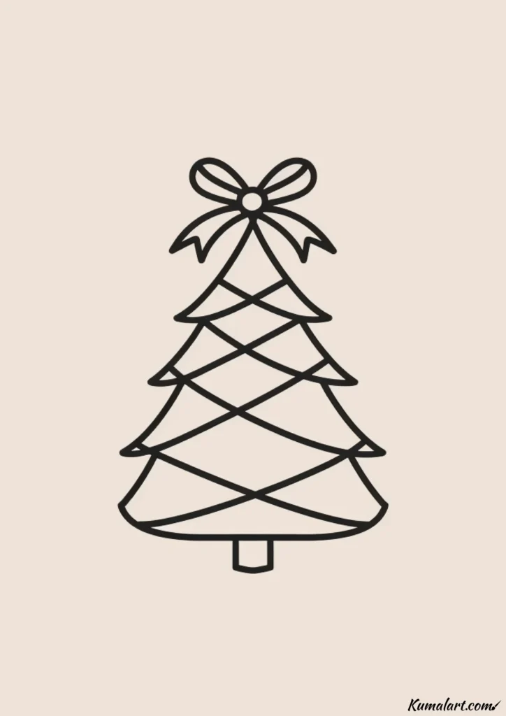easy cute bow-topped tree drawing ideas